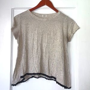 “peachy” short sleeve t-shirt crop top distressed light pink peach color